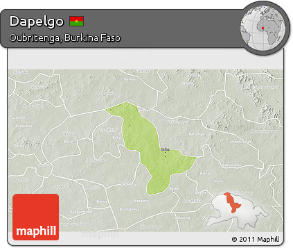 Physical 3D Map of Dapelgo, lighten, semi-desaturated