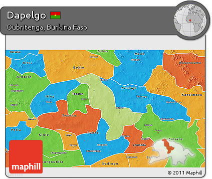 Physical 3D Map of Dapelgo, political outside
