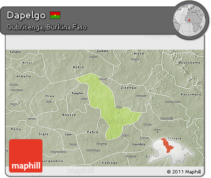 Physical 3D Map of Dapelgo, semi-desaturated