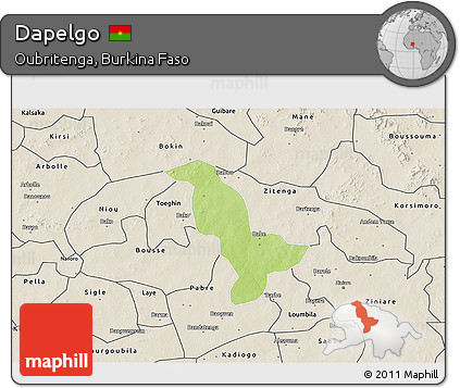 Physical 3D Map of Dapelgo, shaded relief outside