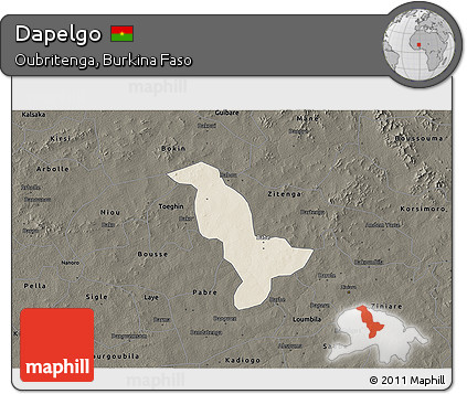 Shaded Relief 3D Map of Dapelgo, darken