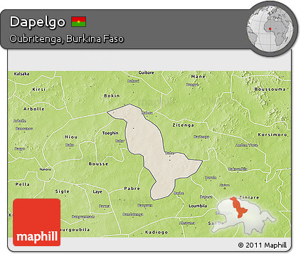 Shaded Relief 3D Map of Dapelgo, physical outside