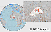 Gray Location Map of Dapelgo, highlighted country, highlighted parent region, within the entire country, hill shading