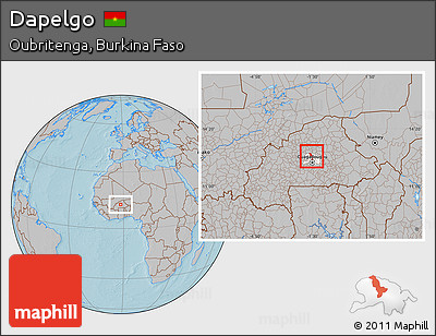 Gray Location Map of Dapelgo, highlighted parent region, hill shading
