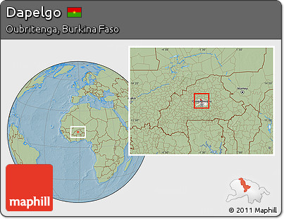 Savanna Style Location Map of Dapelgo, highlighted parent region, hill shading