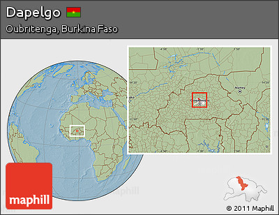 Savanna Style Location Map of Dapelgo, highlighted parent region, hill shading