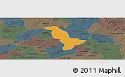 Political Panoramic Map of Dapelgo, darken, semi-desaturated
