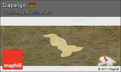 Satellite Panoramic Map of Dapelgo, darken