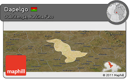 Satellite Panoramic Map of Dapelgo, darken