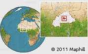 Satellite Location Map of Oubritenga, highlighted country, within the entire country