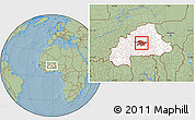 Savanna Style Location Map of Oubritenga, highlighted country, hill shading
