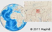 Shaded Relief Location Map of Oubritenga, within the entire country