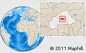 Shaded Relief Location Map of Oubritenga, highlighted country