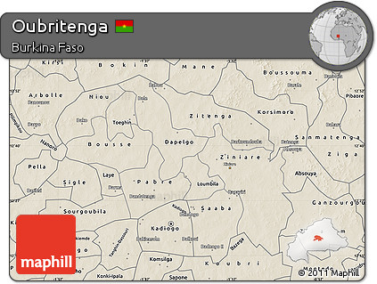 Shaded Relief Map of Oubritenga