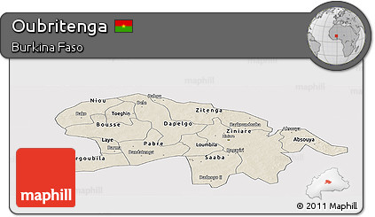 Shaded Relief Panoramic Map of Oubritenga, cropped outside