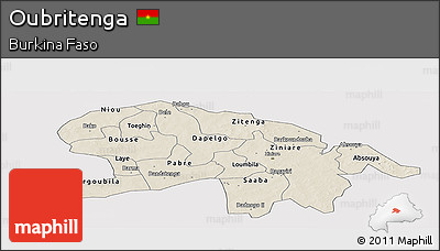 Shaded Relief Panoramic Map of Oubritenga, cropped outside