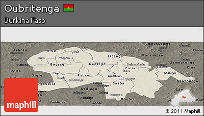 Shaded Relief Panoramic Map of Oubritenga, darken