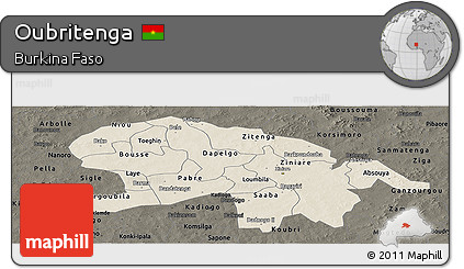 Shaded Relief Panoramic Map of Oubritenga, darken