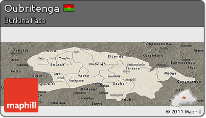 Shaded Relief Panoramic Map of Oubritenga, darken
