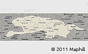 Shaded Relief Panoramic Map of Oubritenga, darken, semi-desaturated