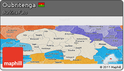 Shaded Relief Panoramic Map of Oubritenga, political shades outside