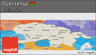 Shaded Relief Panoramic Map of Oubritenga, political shades outside