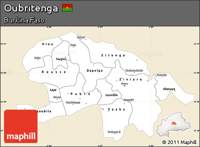 Classic Style Simple Map of Oubritenga, single color outside