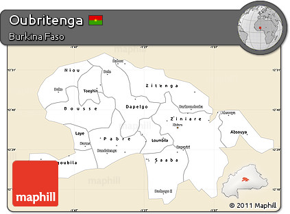 Classic Style Simple Map of Oubritenga, single color outside