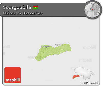 Physical 3D Map of Sourgoubila, single color outside
