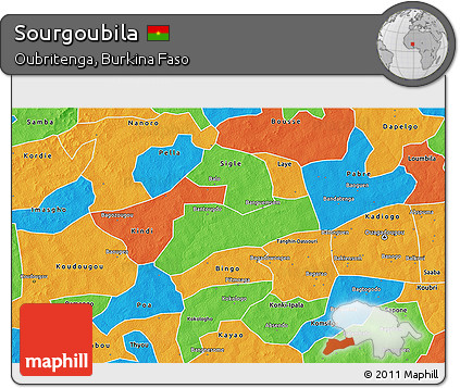 Political 3D Map of Sourgoubila