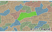 Political 3D Map of Sourgoubila, semi-desaturated