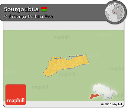 Savanna Style 3D Map of Sourgoubila, single color outside