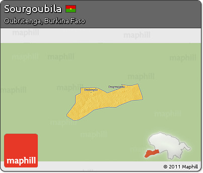 Savanna Style 3D Map of Sourgoubila, single color outside