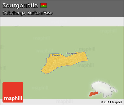 Savanna Style 3D Map of Sourgoubila, single color outside