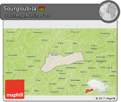 Shaded Relief 3D Map of Sourgoubila, physical outside