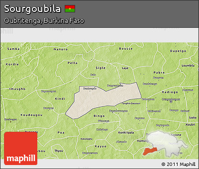 Shaded Relief 3D Map of Sourgoubila, physical outside