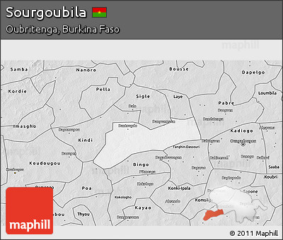 Silver Style 3D Map of Sourgoubila