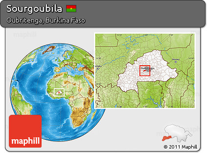 Physical Location Map of Sourgoubila, highlighted country, highlighted parent region