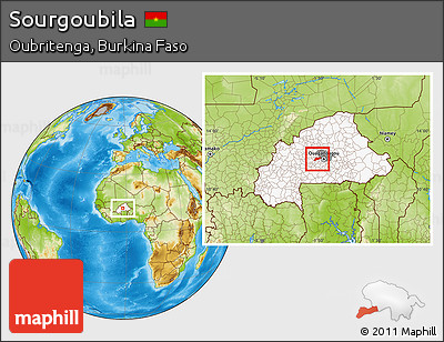 Physical Location Map of Sourgoubila, highlighted country, highlighted parent region