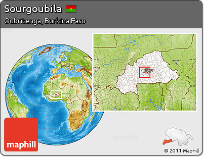 Physical Location Map of Sourgoubila, highlighted country, highlighted parent region