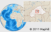 Shaded Relief Location Map of Sourgoubila, highlighted country