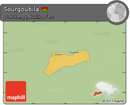 Savanna Style Map of Sourgoubila, single color outside
