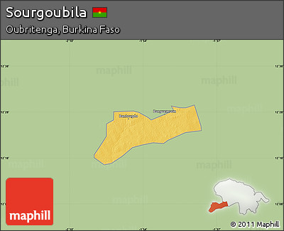Savanna Style Map of Sourgoubila, single color outside