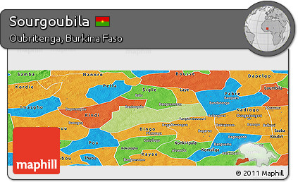 Physical Panoramic Map of Sourgoubila, political outside