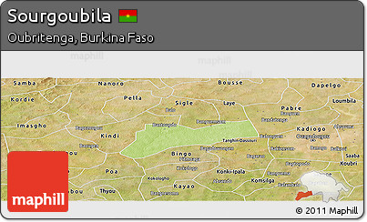 Physical Panoramic Map of Sourgoubila, satellite outside