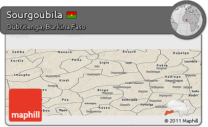 Shaded Relief Panoramic Map of Sourgoubila