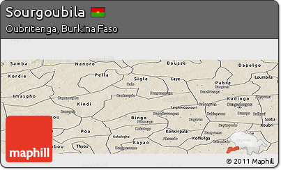 Shaded Relief Panoramic Map of Sourgoubila