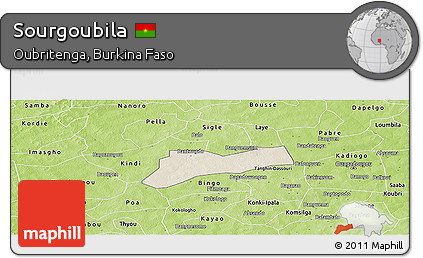 Shaded Relief Panoramic Map of Sourgoubila, physical outside