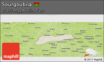 Shaded Relief Panoramic Map of Sourgoubila, physical outside