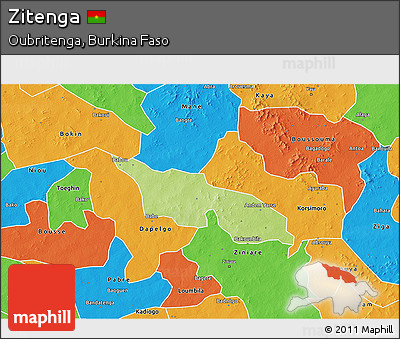 Physical 3D Map of Zitenga, political outside